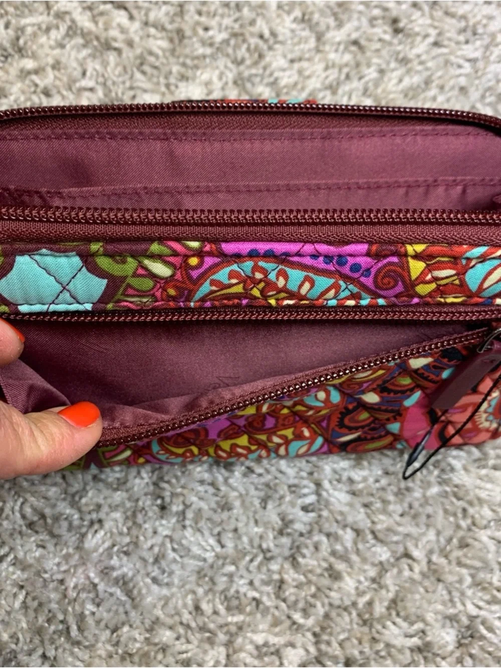 Vera Bradley Quilted Paisley Wristlet Wallet - Pink, Teal & Lime - Picture 5 of 7